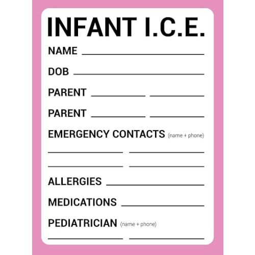 BlueApe ICE Infant Car Seats Medical Information Stickers - Emergency Stickers for Cars - Baby Monitor Car Accessories (Pink, 5 Pack)