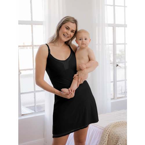 Aurora Mesh Nursing Nightgown | Black - Kindred Bravely
