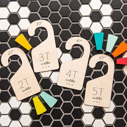 Loft Toddler Closet Dividers Durable Birch Kids Closet Organizer Timeless Etched Design for 2T-5T (Set of 4)