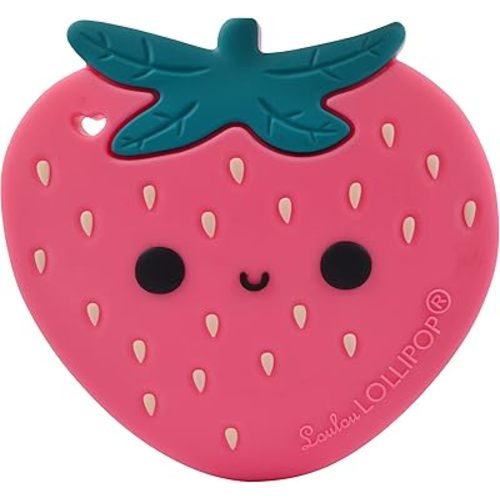 Silicone Teether – Food-Grade, BPA-Free Teething Relief Toy for Babies – Safe, Durable & Easy-to-Hold Infant Teether – Textured Sensory Toy for Soothing Sore Gums - Strawberry