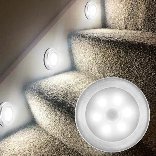 Willstar 6 LED Motion Sensor Night Lights Cordless Closet Light Battery Powered Puck Light Stick Anywhere Wall Lamps