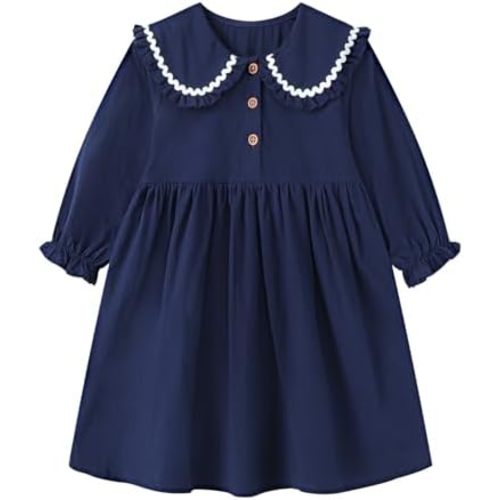 2T  Toddler Girls Long Sleeve Dress Fall Autuman Cotton Casual Floal Jersey Shirt Dresses