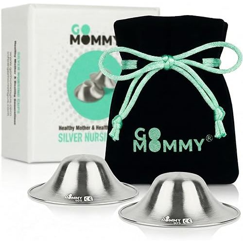Go Mommy Solid 925 Sterling Silver Nursing Cups XL — Nipple Covers for Breastfeeding, Nipple Shields for Nursing Newborn, Nickel-Free Breastfeeding Essentials