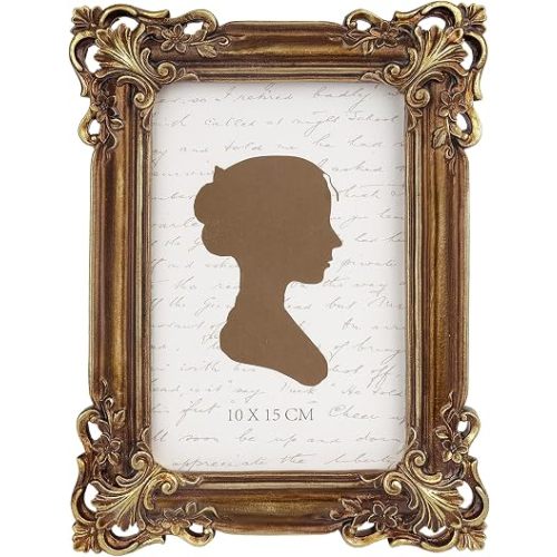 Sunlit Vintage Picture Frame 4x6 Inch, Luxury Antique Photo Frames with Glass Front, Photo Display, Tabletop Wall Hanging, Gift Ideas, Bronze
