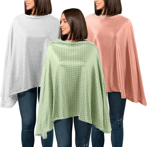 3 Pcs Nursing Covers for Breastfeeding 360° Full Privacy Feeding Covers Soft and Breathable Breastfeeding Cover with Removable Neckline 360 Degree Full Nursing Poncho for Baby and Mom Nursing Apron