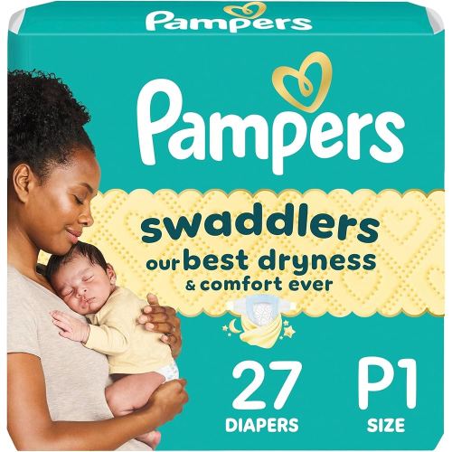 Pampers Baby Diapers - Swaddlers - Size P1, 27 Count, Ultra Absorbent Disposable Preemie Diaper