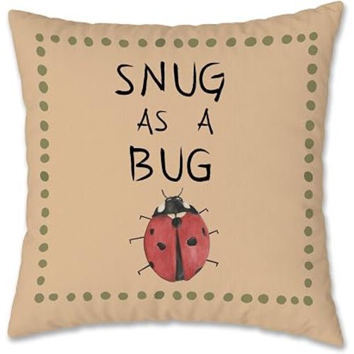 Whimsical Ladybug Pillow Cover 18x18, Kids Room Decor, Vintage Red Ladybug Insect Decorative Pillow Cover Pillowcase for Kids Toddler Room Nursery Bedroom Playroom