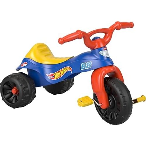 Fisher-Price Toddler Tricycle Hot Wheels Tough Trike, Toy Bike with Handlebar Grips & Storage for Outdoor Play Kids Ages 2+ Years