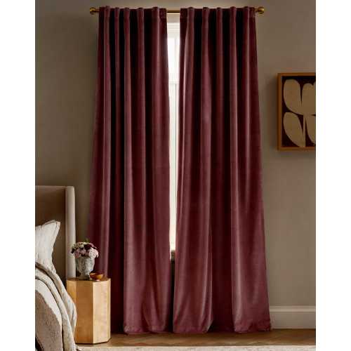 Cotton Velvet Room Darkening Curtain in Mauve