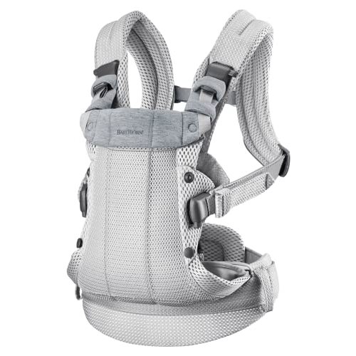 BabyBjörn Baby Carrier Harmony, Silver, 3D Mesh | 3-in-1 Ergonomic Baby Carrier; Newborn, Facing-In, Outward-Facing, and Back Carrying Positions Supported (7-40 lbs), Newborn to Toddler