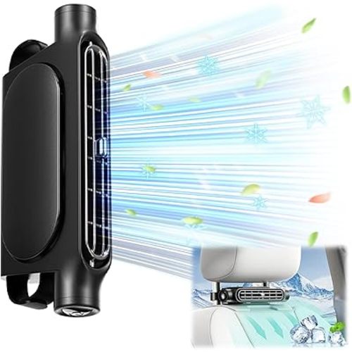 Mini Car Mounted Seat Back Cooling Fan Portable Vehicle Fan 3 Speed Headrest Silent Cooler Car Seat Cooling Fan for SUV RV Truck Sedan Mini Seat Fan for Office for Kids (Black)