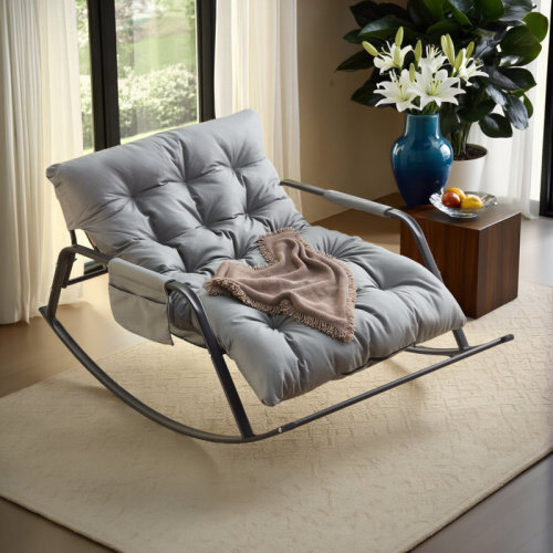 Ebern Designs Modern PU Upholstered Gliding Rocking Chair with Boucle Fabric, Rocking Chair for Living Room & Bedroom | Wayfair