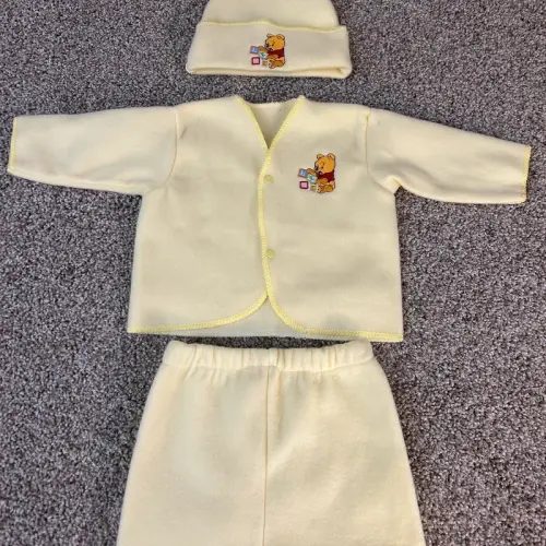 Vintage Style Winnie the Pooh Baby 3 Pc Outfit Set 0-3M Handmade Yellow Fleece
