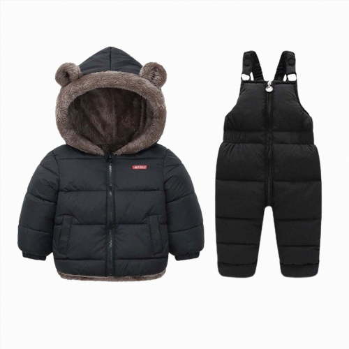 boobe Suit 2 Piece Kids Winter Coat And Pants Set Toddler Snowsuit Girl Girl Jacket & Bib Pants Bear Ear Outwe 12-18 Months