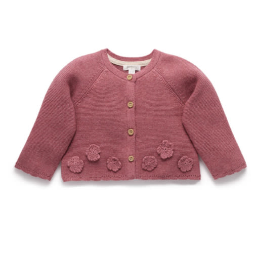Purple Crochet Flower Cardigan - Baby & Kids Cardigans - Purebaby