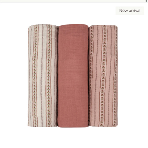 Baby Girl Muslin Swaddle Blanket 3-Pack | Jersey Cotton | Linear Tulip | Ely's & Co – Ely's & Co.