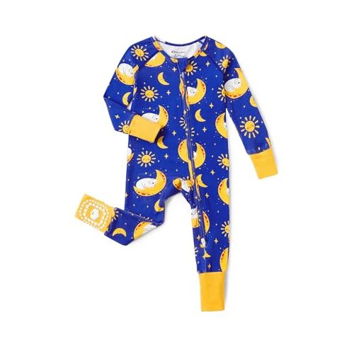 PATPAT Organic Cotton Baby Footie Pajamas with Two-Way Zipper & Mittens