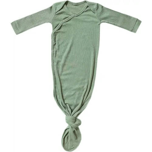 Copper Pearl Baby Gown - Knotted Newborn Sleepers for Baby Boy and Girl, Soft Stretchy Long Sleeve Infant Gowns with Bottom Tie and Hand Mittens, Perfect Hospital Coming Home Outfit (Clover)