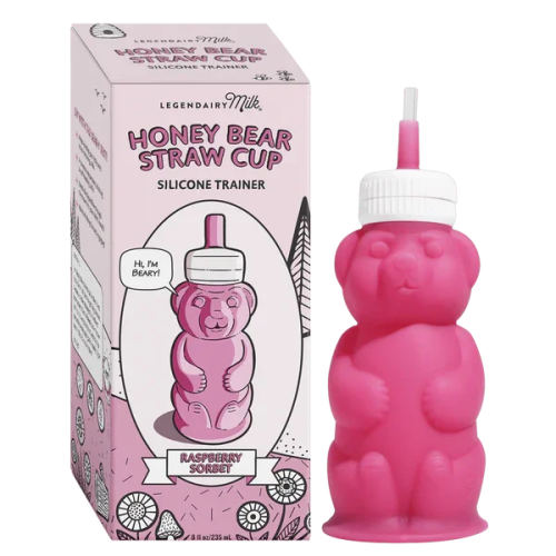 Legendairy Milk Honey Bear Silicone Straw Cup for Infants, 8 oz, Seafoam Green