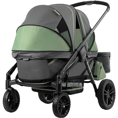 Evenflo Pivot Xplore Dreamz All-Terrain Stroller Wagon with Bassinet Insert (Voyager Green)