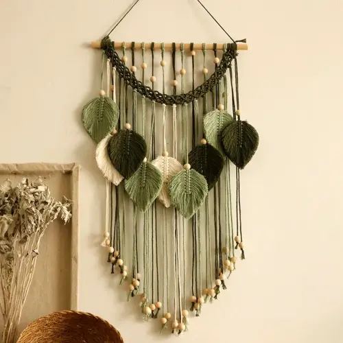 Artilady Macrame Wall Hanging -Handmade Sage Green Leaf Wall Tapestry,Boho Decorations for Bedroom Living Room Bathroom,Earthy Room Decor,Wedding Birthday for Women Girls