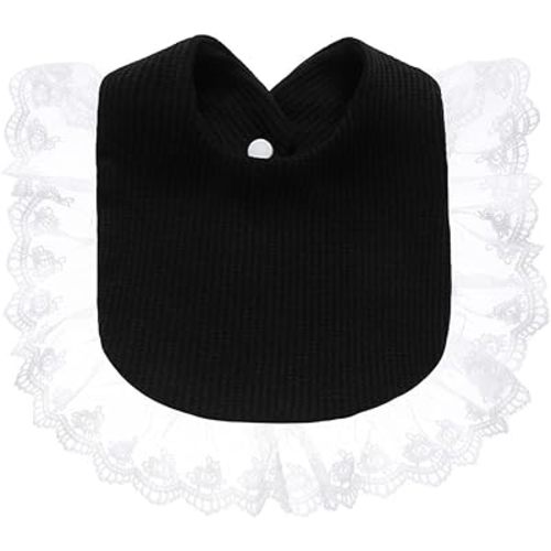 Surakey Baby Muslin Bandana Teething Bibs, Drool Lace Bibs for Newborn - Black