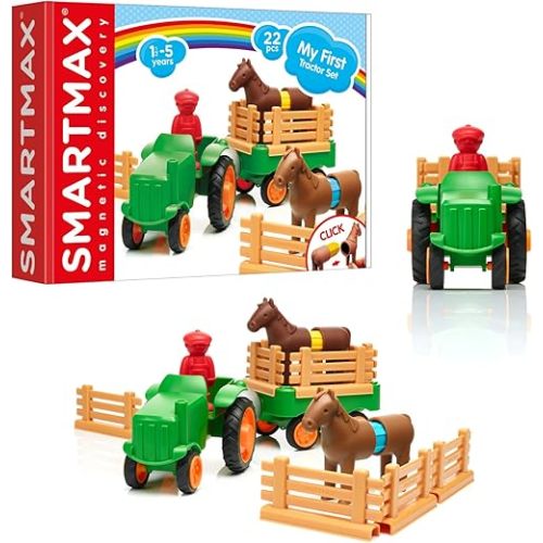 SmartMax My First Farm Tractor STEM Magnetic Discovery Play Set with Moving Tractor for Ages 1-5
