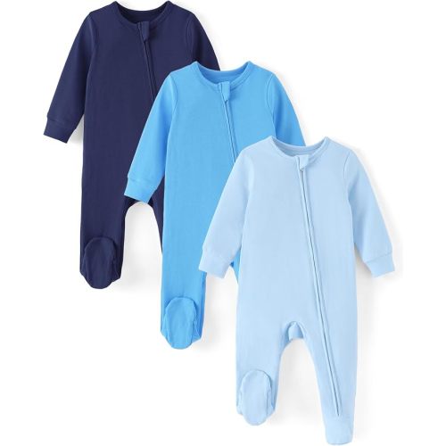PATPAT Cotton Baby Footie Pajamas, Baby Sleepers for Boys & Girls