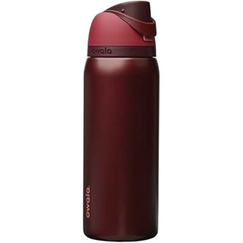 Owala FreeSip Insulated Stainless Steel Water Bottle with Straw, BPA-Free Sports Water Bottle, Great for Travel, 32 Oz, Black Cherry