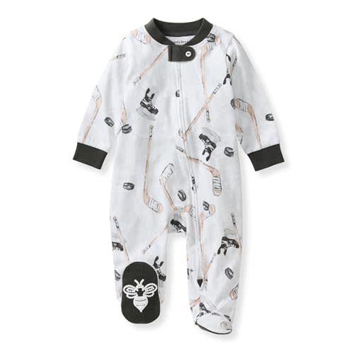 Burt's Bees Baby Boys Sleep and Play PJs, 100% Organic Cotton One-Piece Zip Front Romper Jumpsuit Pajamas