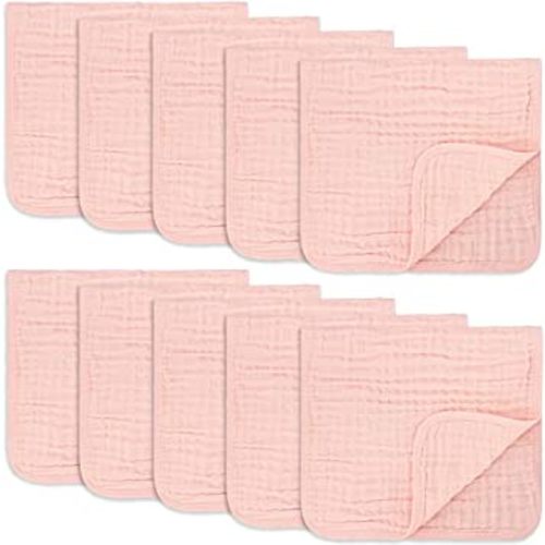 Comfy Cubs Muslin Burp Cloths Large 100% Cotton Hand Washcloths for Babies, Baby Essentials 6 Layers Extra Absorbent and Soft Boys & Girls Baby Rags for Newborn Registry (Lace 10-Pack, 20" X10")