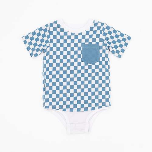 Checkered Pocket Tee Onesie