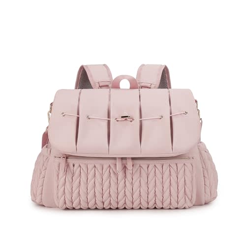Lmbabter Diaper Bag Backpack Messenger Bag Travel Backpack Maternity Bags Stylish Baby Bag with Changing Pad for Mom (Pink)