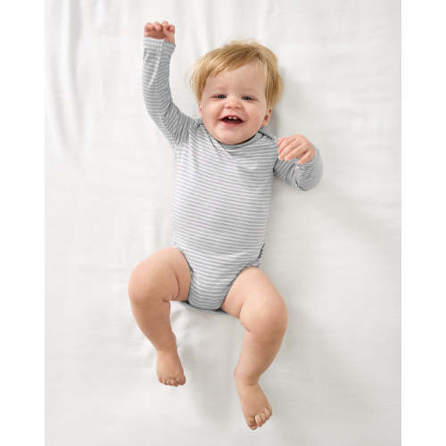Light Heather Gray Stripe Bodysuit | Little Sleepies