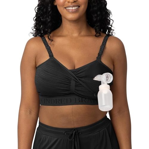 Kindred Bravely Sublime Pumping Bra Hands Free, Adjustable Pumping & Nursing Bra with EasyClip for All Breast Pumps (Black, X-Small)