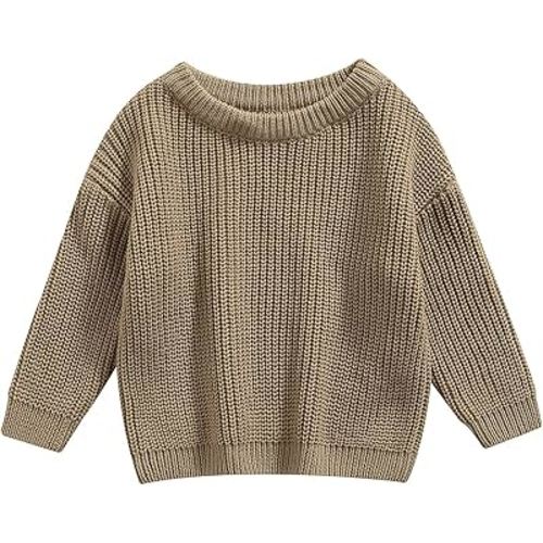 Karwuiio Toddler Baby Girl Boy Knit Sweater Round Neck Long Sleeve Pullover Sweatshirt Fall Winter Clothes