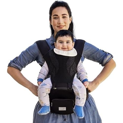 Grownsy 3D Knit Baby Carrier with Hipseat, Ultra Breathable, Flexible Fit, Safety Certified, Plus Size Friendly, Ideal for Comfortable Baby Wearing, Newborn to Toddler 7-50lbs