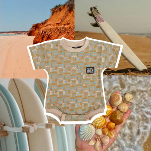 Little Surfer Dude Brown Adventure Bubble Romper