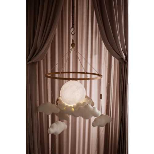 Moon Cloud Night Light Mobile, Baby Crib Decor, Nursery Ceiling Lamp