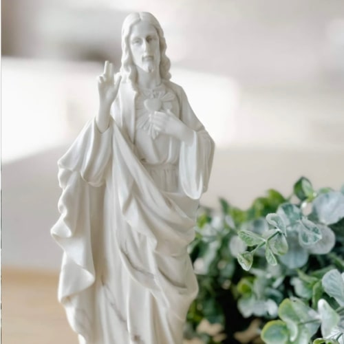 Sacred Heart of Jesus Marble-Inspired Statue
