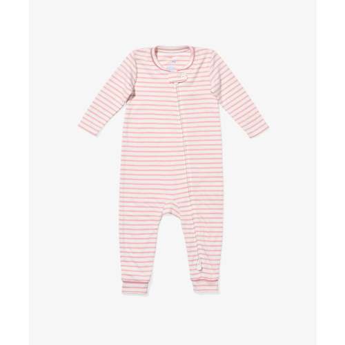 Ziggy Zip Romper, Dusty Rose Mini Stripe