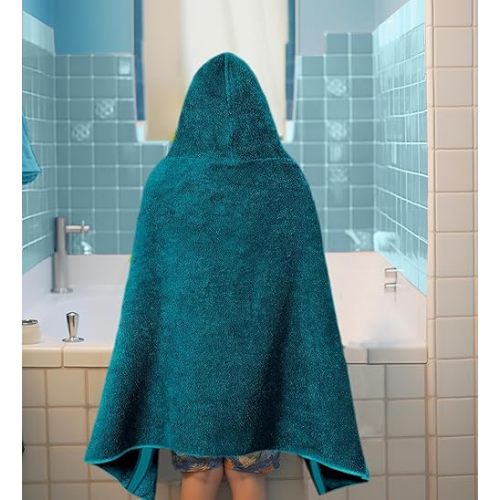 ORIGINAL KIDS Hooded Bath Towel Wrap - Ultra Soft 100% Cotton Terry Large Oversized Hooded Kids Towel - Toddler Big Kid Shower Pool Beach Towel - Absorbent Quick Dry Easy Care Gift - 30 x 54 - Teal