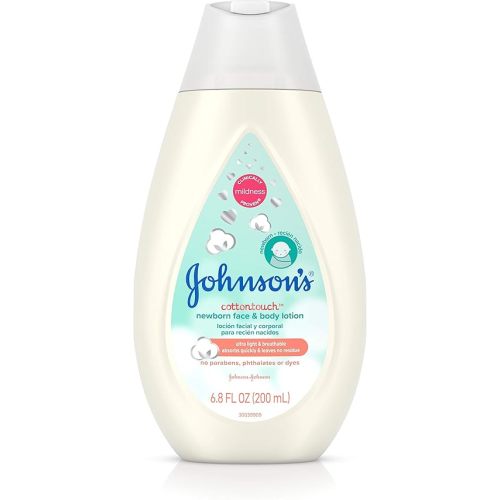 Johnson's Cotton Touch Newborn Baby Face and Body Lotion, Made with Real Cotton, 6.8 fl. oz