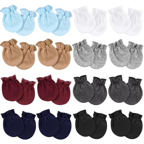 AQOKKA Newborn Baby Mittens No Scratch Cotton Elastic Wrist Gloves Infant Toddler Mittens for Baby Boy Girl 0-6 Months