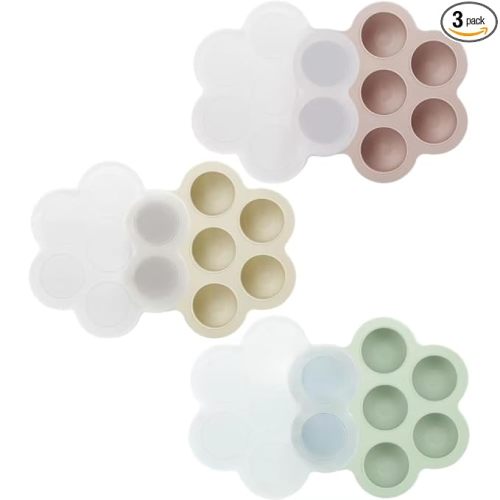 PandaEar 3 Pack Baby Food Freezer Tray with Lids, Silicone Baby Food Storage Container for Homemade Baby Food, Fruit, Purees & Breastmilk (Pink/Green/Linen)