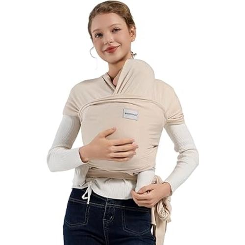 Baby Wraps Carrier, Baby Carrier Wrap Newborn Sling 7-35lbs, Baby Wearing Wrap Newborn Wrap Carrier, Baby Sling Carriers for Newborn and Infant, Beige