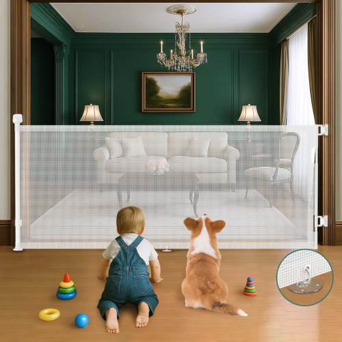 BEBANG Retractable Baby Gate Extra Wide, 71" Retractable Dog Gate for Stairs, Doorways, Hallways, Indoor and Outdoor