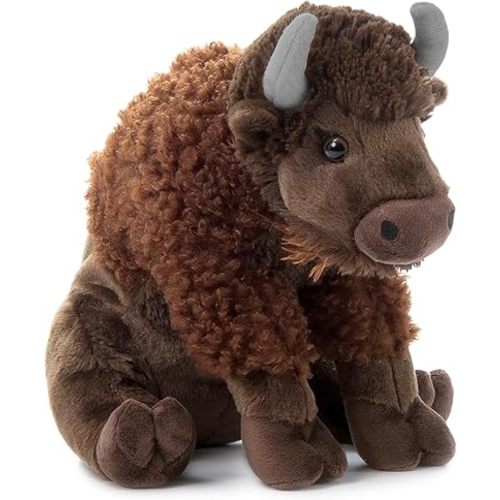 The Petting Zoo Bison Stuffed Animal, Gifts for Kids, Wild Onez Zoo Animals, Sitting Bison Plush Toy 12 inches