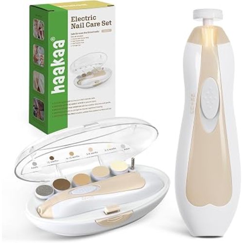 haakaa Electric Baby Nail Trimmer, Whisper-Quiet with LED Light, Acorn