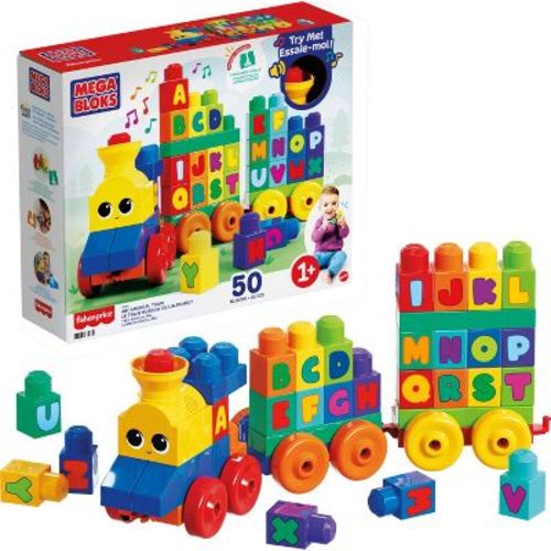 Mega Bloks ABC Musical Train Toy Building Blocks with Music - 50pc